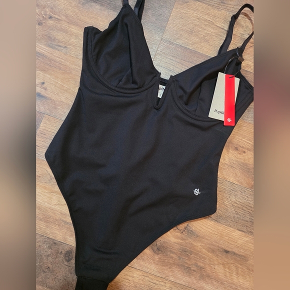 Popilush Women's Black Deep V Shapewear Tummy Control Corset Bodysuit Size S - Picture 7 of 12